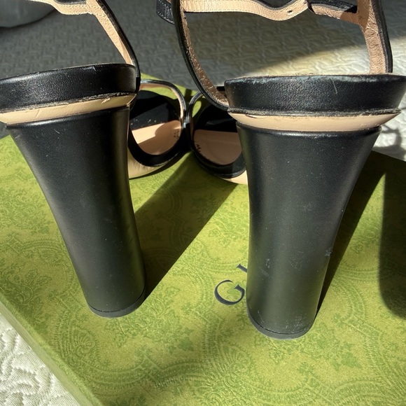 Gucci | Marmont Black Leather Sandals - 39 - Picture 4 of 8